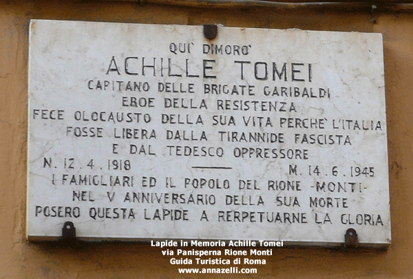 Edicola Lapide ad Achille Tomei via Caprareccia Roma