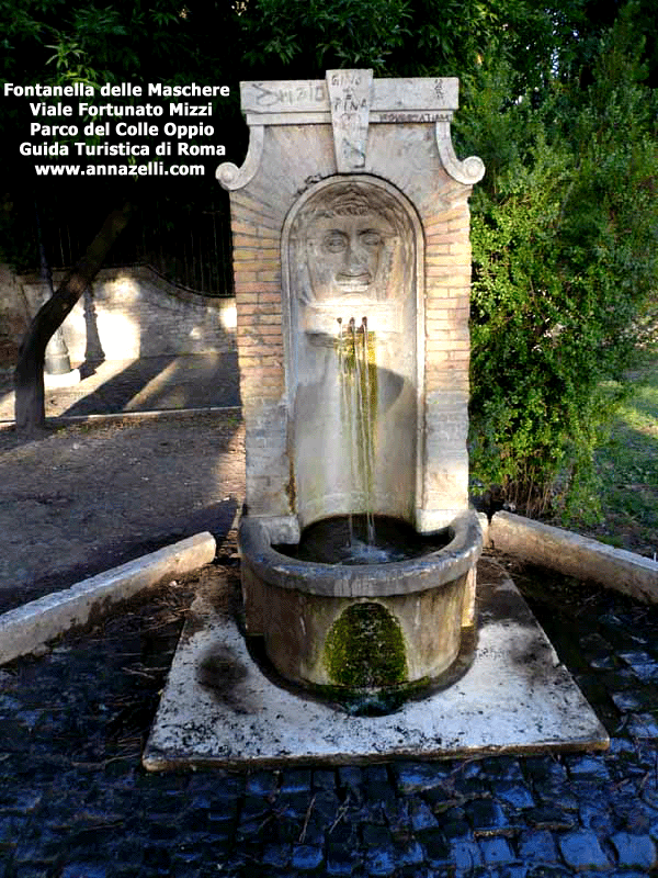 Fontana delle Maschere,viale Fortunato Mizzi,parco del colle Oppio,Roma