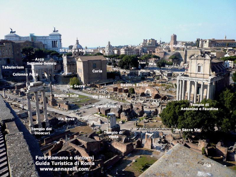 MAPPA MONUMENTI VIA SACRA FORO ROMANO E DINTORNI ROMA