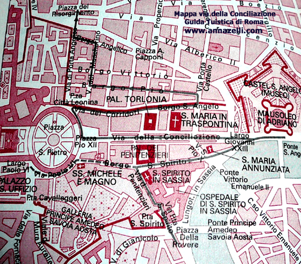 MAPPA VIA DELLA CONCILIAZIONE E DINTORNI ROMA