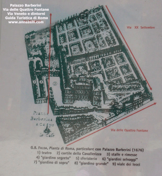 Palazzo Barberini incisione Falda via delle quattro fontane via veneto e dintorni roma