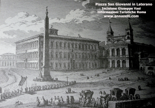 Piazza San Giovanni in Laterano, incisione Giuseppe Vasi