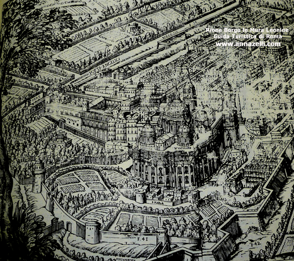 RIONE BORGO LE MURA INCISIONE G. MAGGI 1625