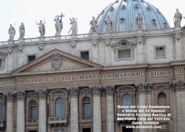 STATUA DEL CRISTO REDENTORE E I 12 APOSTOLI FACCIATA BASILICA DI SAN PIETRO ROMA