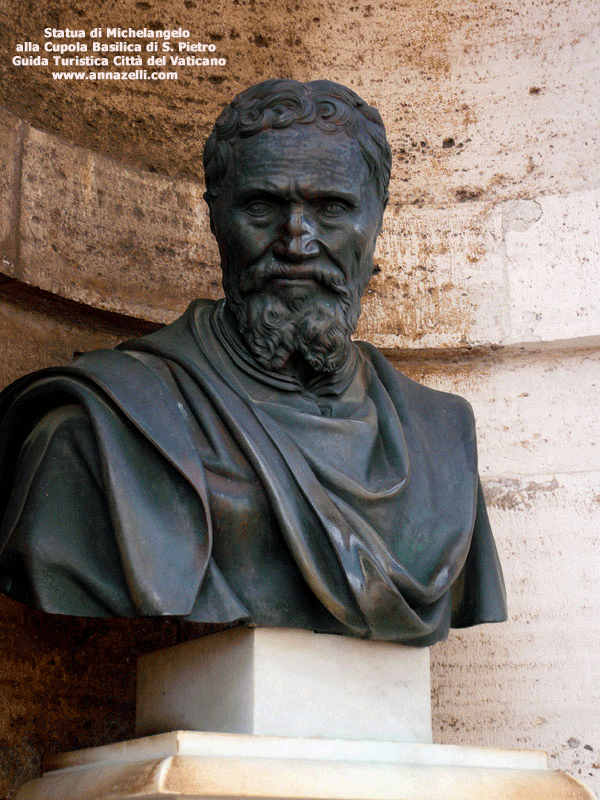 STATUA DI MICHELANGELO BUONARROTI ALLA CUPOLA DI SAN PIETRO VATICANO ROMA