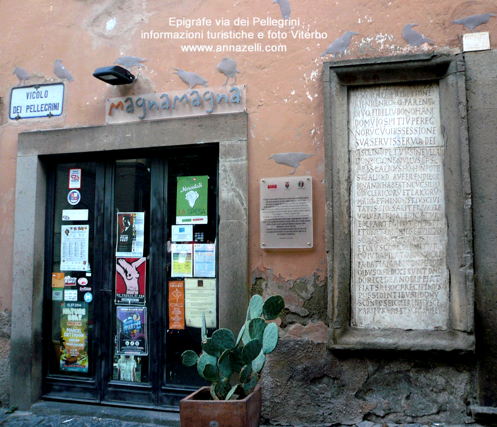 FOTO EPIGRAFE A VIA DEI PELLEGRINI VITERBO INFORMAZIONI STORICHE