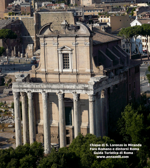chiesa di san lorenzo in miranda sul tempio di antonino e faustina foro romano roma