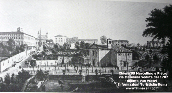 chiesa ss marcellino e pietro dipinto van wittel del 1707, roma
