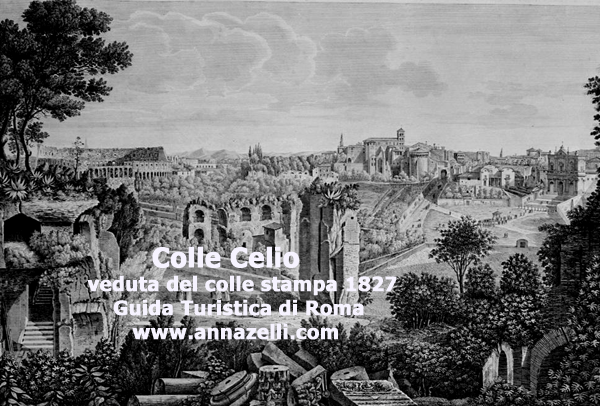 COLLE CELIO ROMA, STAMPA DEL 1827 ACQUAFORTE DI ROSSINI