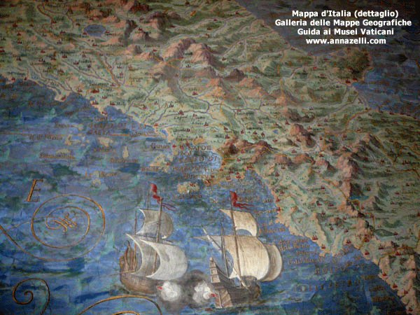 dettaglio mappa d'italia galleria delle mappe geografiche (musei vaticani)
