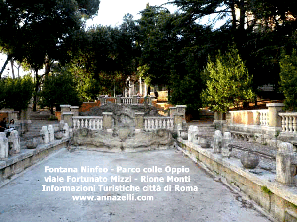 fontana ninfeo, viale fortunato mizzi, parco colle oppio, roma