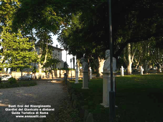 i busti eroi risorgimento ai giardini del gianicolo e dintorni roma