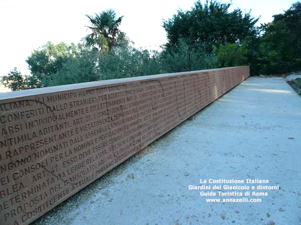 la costituzione italiana ai giardini del gianicolo e dintorni roma