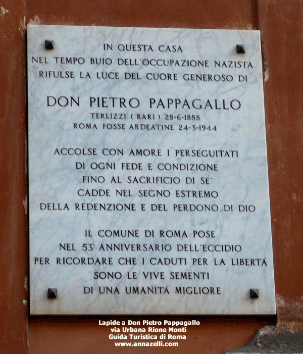 lapide a don pietro pappagallo via urbana roma