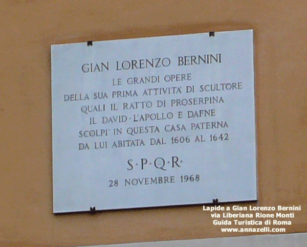 lapide a gian lorenzo bernini a via liberiana roma
