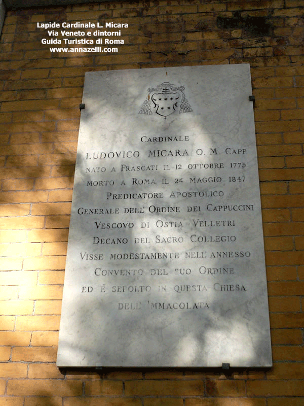 lapide al cardinale ludovico micara chiesa santa maria della concezione via veneto e dintorni roma
