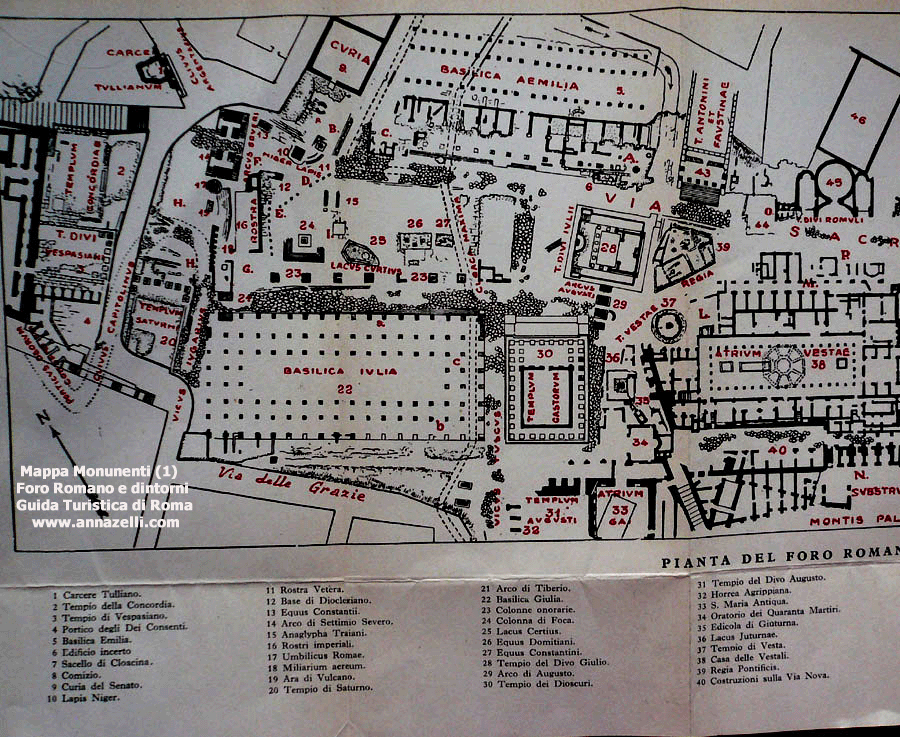 mappa foro romano monumenti (1) roma