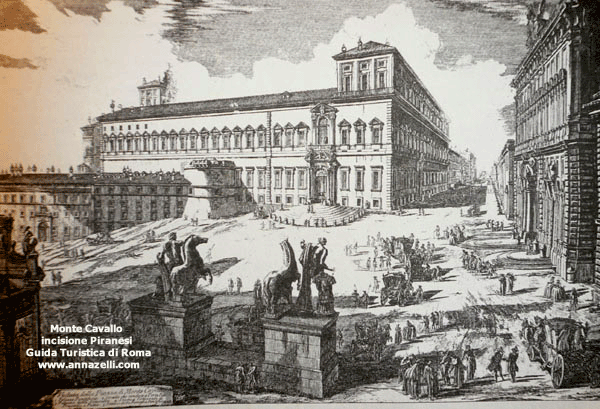 monte cavallo colle quirinale incisione piranesi roma