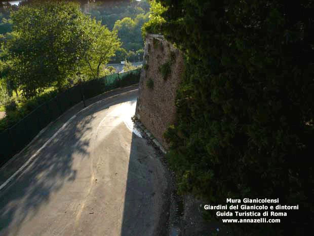 mura gianicolensi dai giardini del gianicolo e dintorni roma