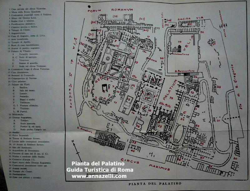 pianta del palatino mappa monumenti (roma)
