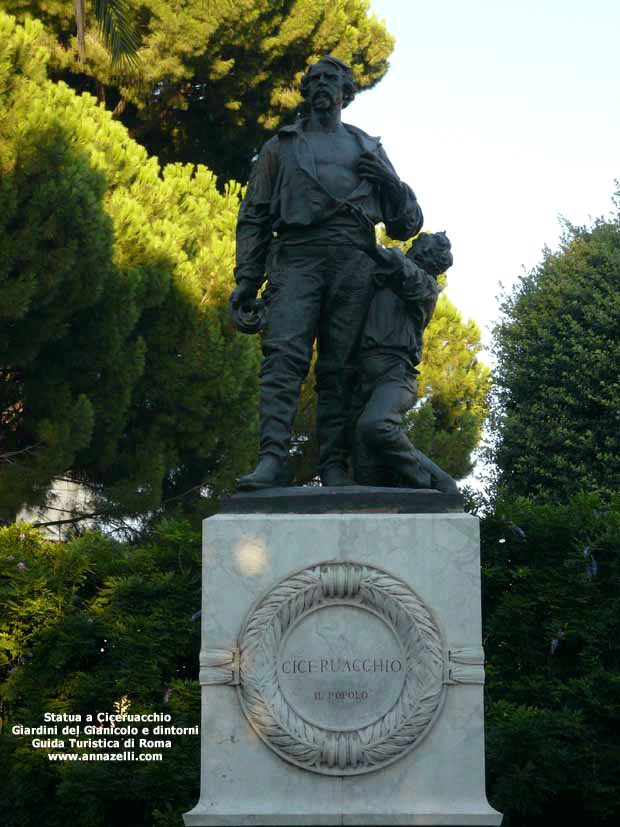 statua bronzea ciceruacchio giardini del gianicolo e dintorni roma