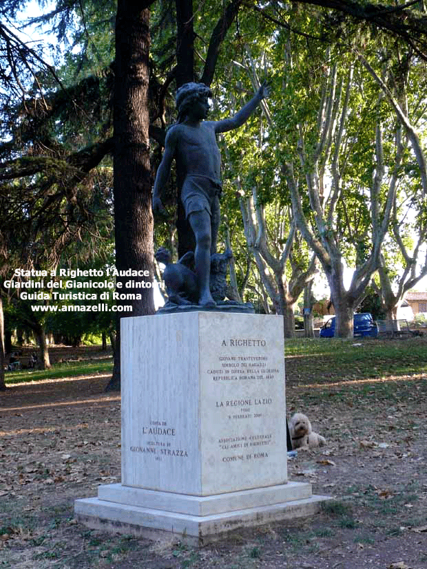 statua bronzea l'audace righetto giardini del gianicolo e dintorni roma