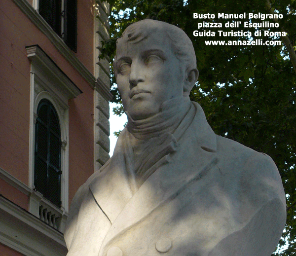 statua busto manuel belgrano, piazza dell'esquilino, roma