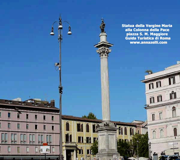 statua della vergine maria,la madonna, alla colonna della pace, a piazza santa maria maggiore, roma