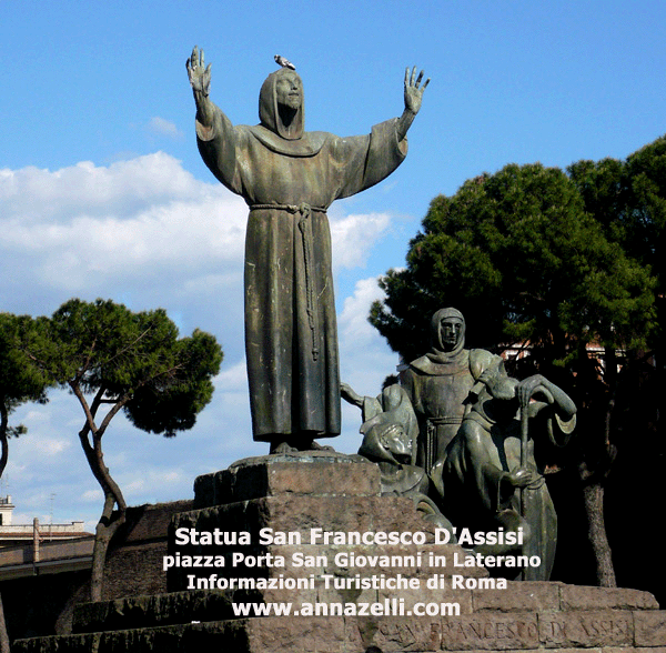 statua san francesco d'assisi, piazza porta san giovanni in laterano, roma