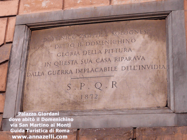 targa al domenichino palazzo giordani roma