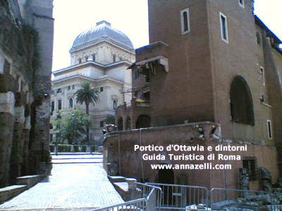 veduta del tempio ebraico a roma zona portico d'ottavia