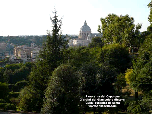 veduta della cupola di michelangelo dai giardini del gianicolo e dintorni roma