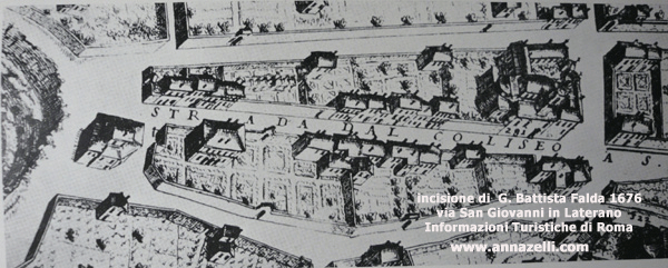 VIA SAN GIOVANNI IN LATERANO, ROMA, VEDUTA DEL 1676 DI G. BATTISTA FALDA