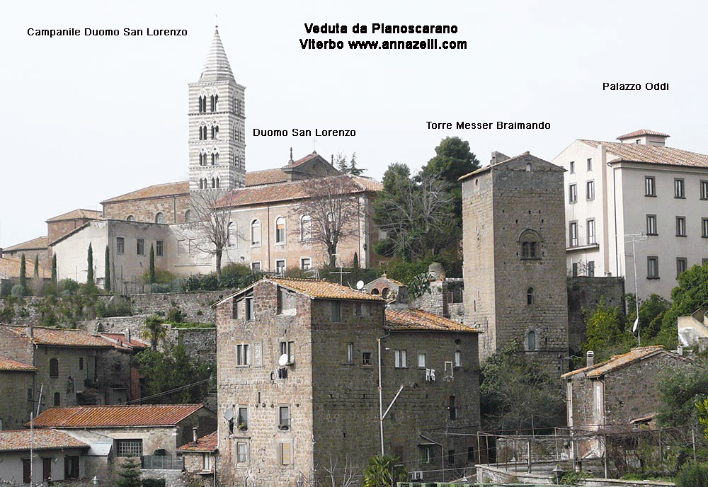 campanile duomo san lorenzo veduta da pianoscarano viterbo info e foto anna zelli