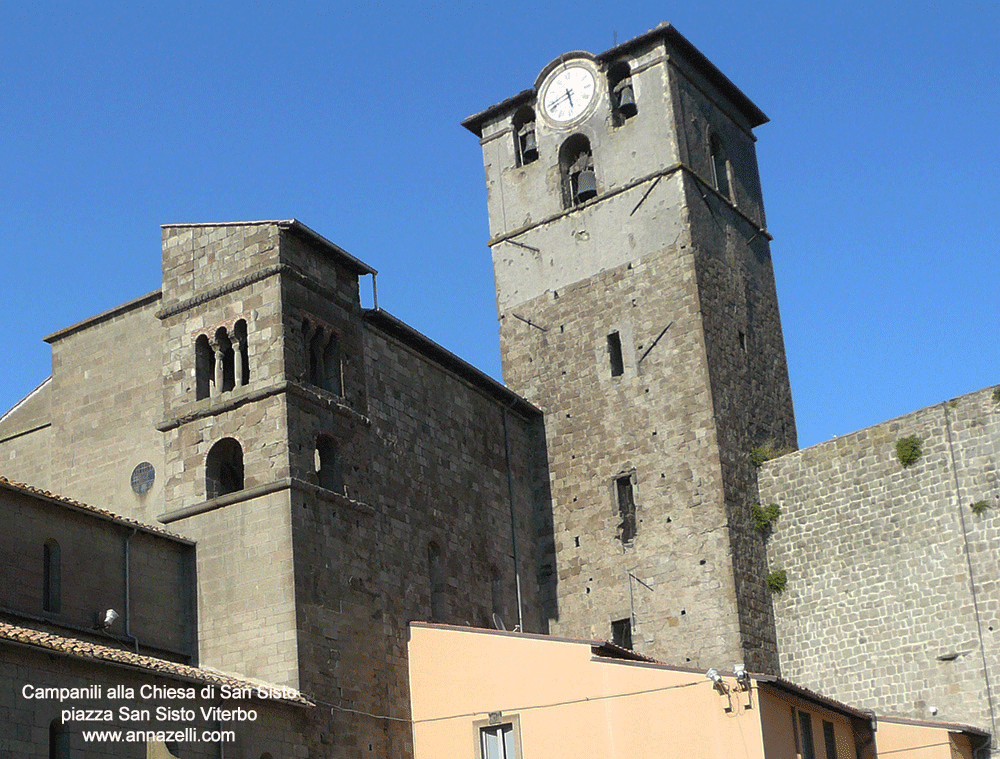 dettaglio campanili chiesa san sisto viterbo centro storico pressi porta romana