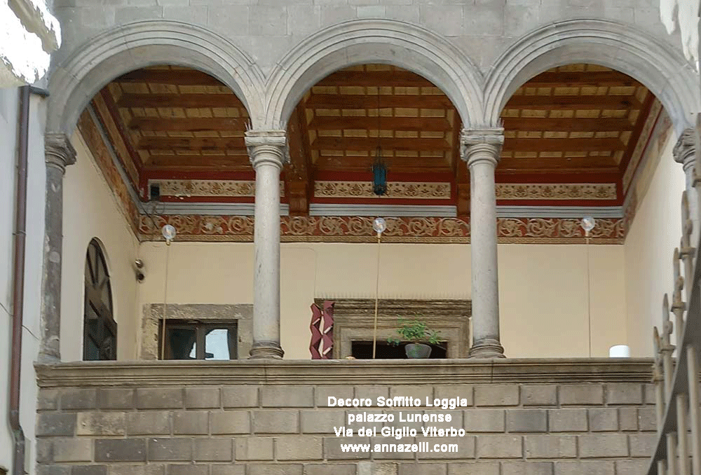 decoro soffitto loggia palazzo lunnense o lunensi via del giglio 3 viterbo info e foto anna zelli