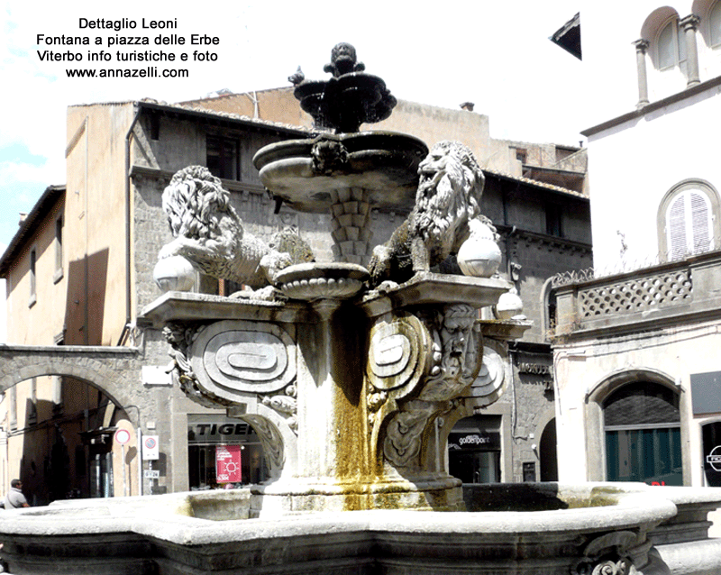 dettaglio leoni fontana piazza delle erbe viterbo centro storico info foto anna zelli