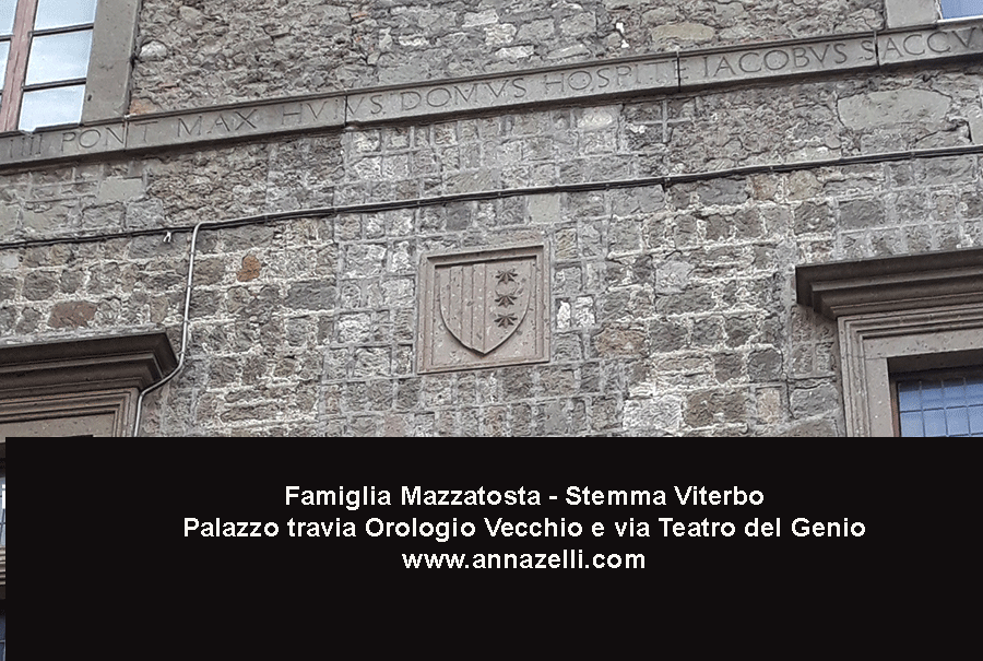 famiglia mazzatosta stemma  palazzo tra via teatro del genio e via orologio vecchio viterbo