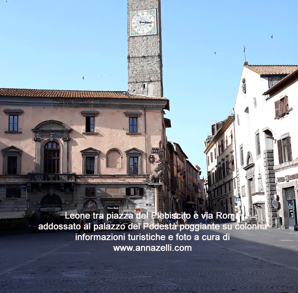 leone poggiamte su colonna tra piazza del plebiscito e via roma, viterbo, foto Anna Zelli