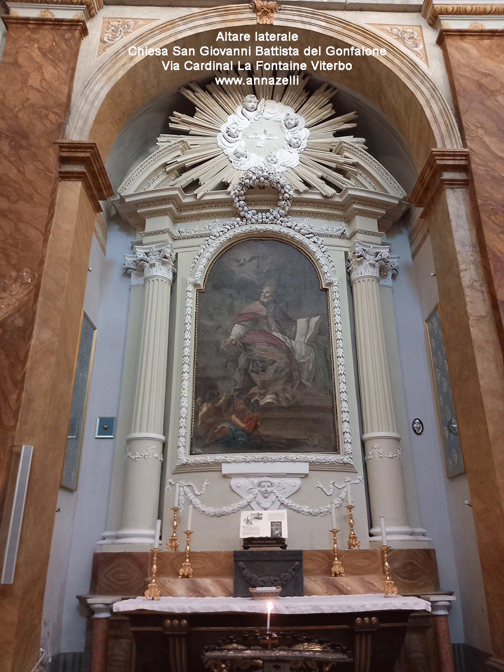 altare laterale chiesa san giovanni del gonfalone viterbo via cardinal la fantaine info e foto anna zelli