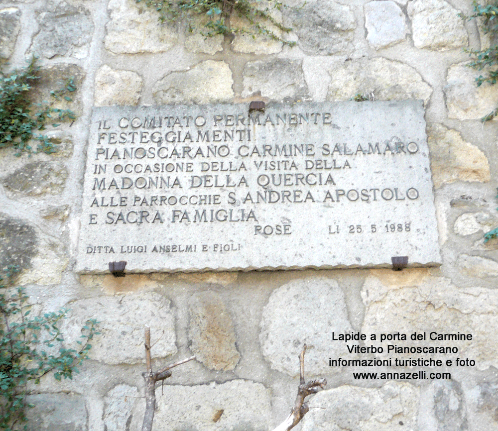 lapide a porta del carmine viterbo centro storico info e foto