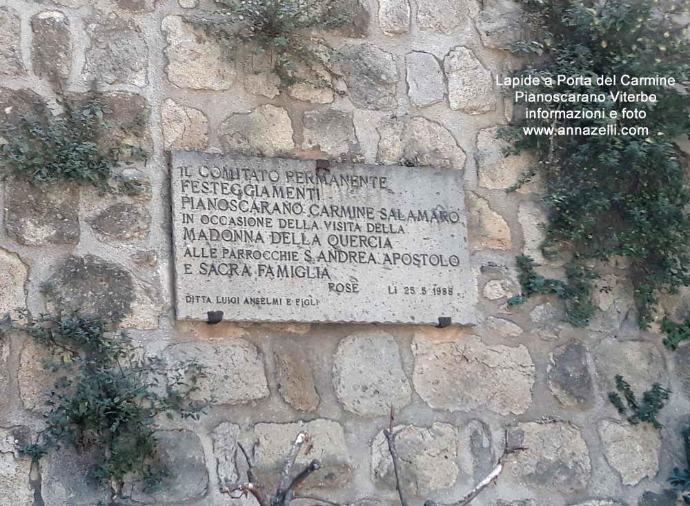 lapide a porta del carmine pianoscarano viterbo centro storico info e foto anna zelli