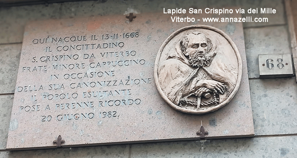 lapide a san crispino via dei mille 68 vitrtbo info e foto anna zelli