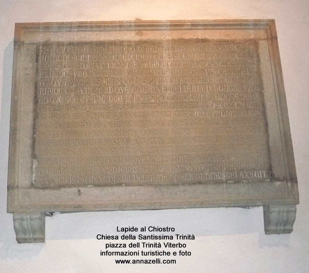 lapide al chiostro della chiesa della santissima trinità viterbo info e foto anna zelli