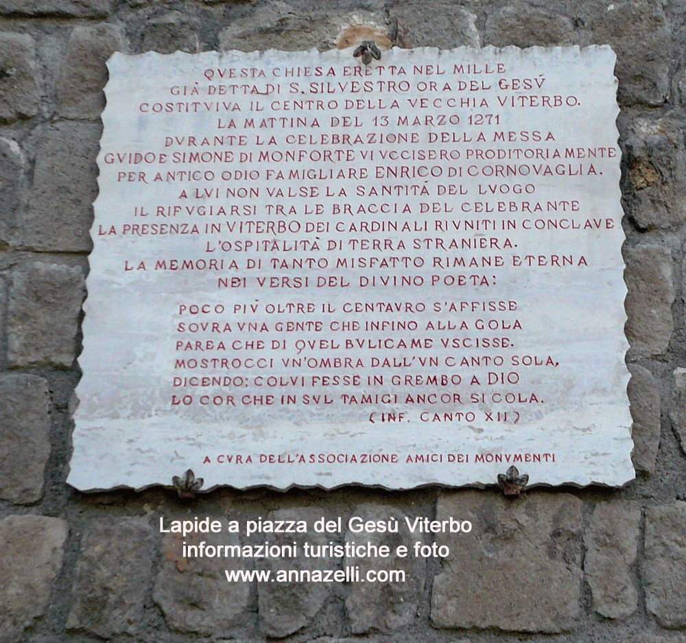 lapide alla chiesa del gesù piazza del gesù viterbo centro storico foto anna zelli