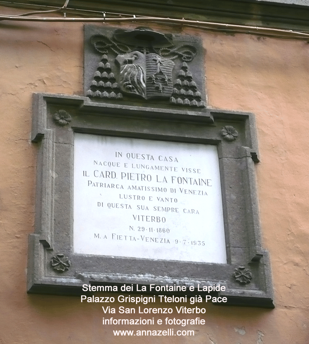 stemma e lapide della famiglia la fontaine via san lorenzo altezza piazza della morte viterbo foto anna zelli