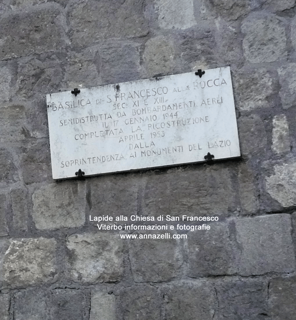lapide ingresso chiesa san francesco alla rocca viterbo info e foto anna zelli