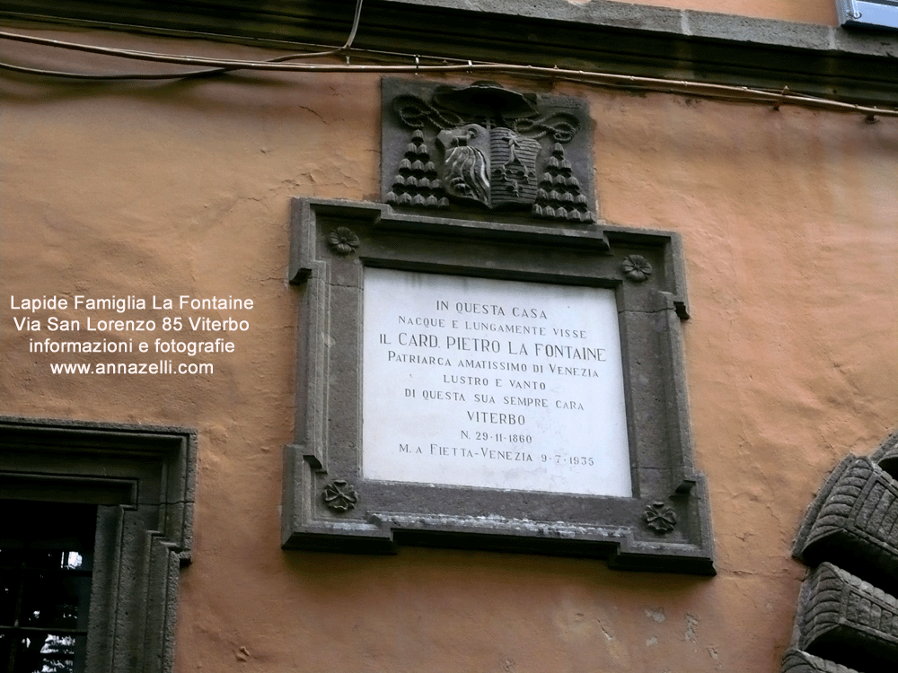 lapide la fontaine sopra lo stemma della famiglia via san lorenzo viterbo foto anna zelli