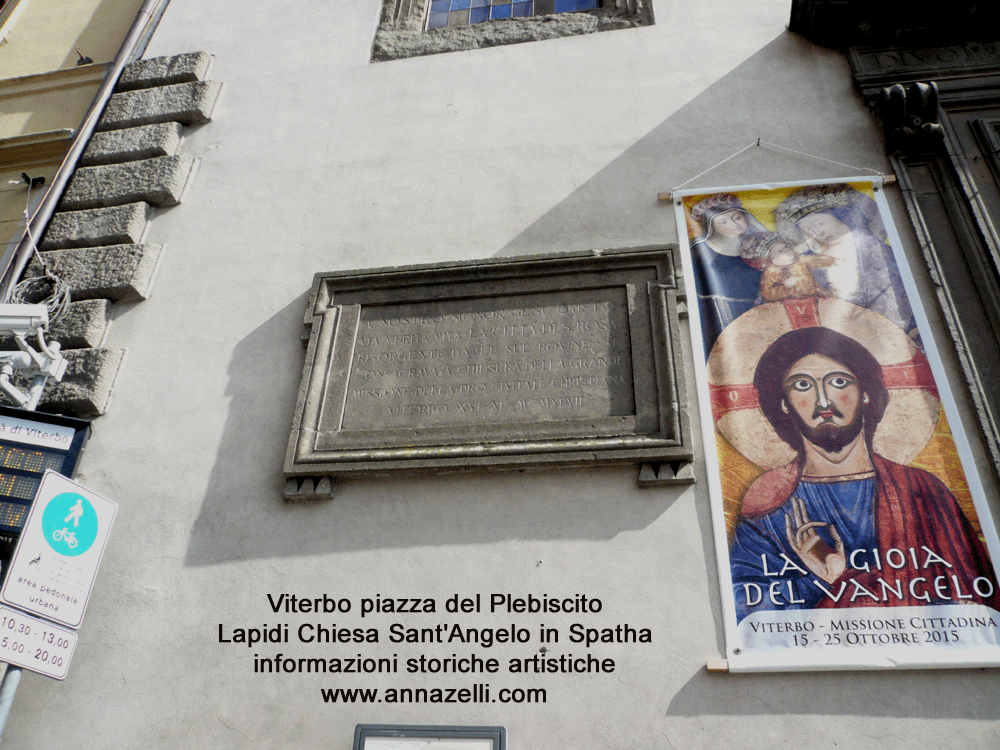 viterbo lapidi chiesa sant'angelo in spatha piazza del plebisicito comune foto anna