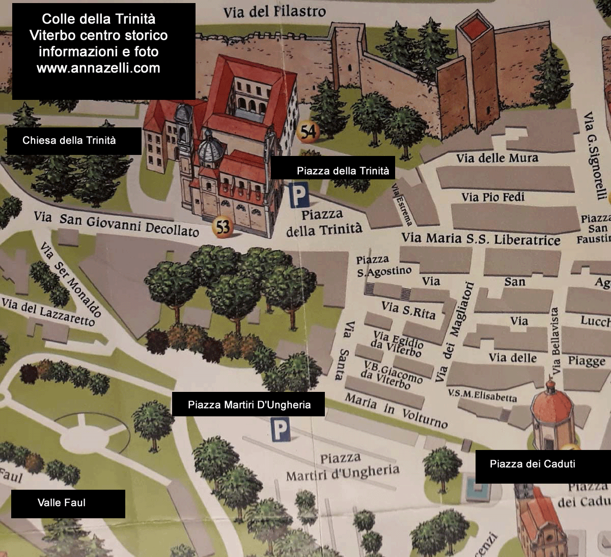 mappa colle della trinità viterbo centro storico